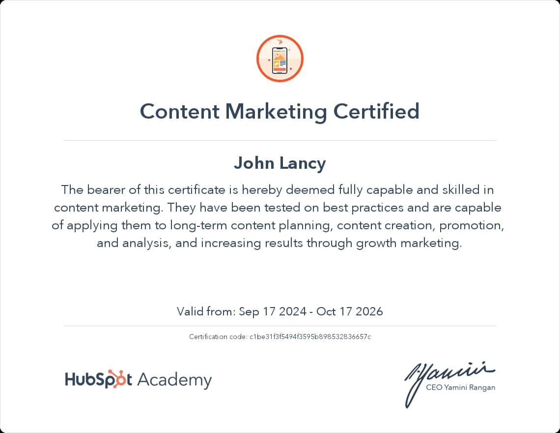 HubSpot Marketing Certified